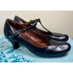 Pikolinos 9.5 Spanish Design Leather T Strap Heels Black Women Dress Shoes EU41
